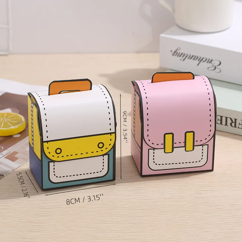 LBSISI Life,Cute Candy Backpack Paper Gift Box Nougat Chocolate Wrapper Cookie Biscuit Flip Boxes For Children's Day Baby Shower