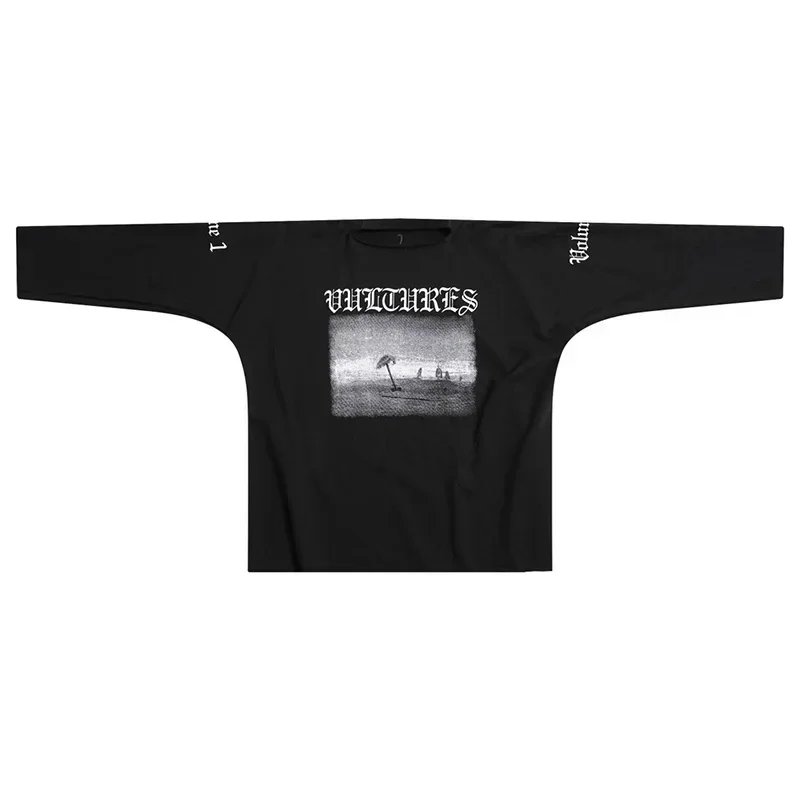 High Quality Cotton Kanye West Vultures Long Sleeve T-Shirt Men Women  Oversized Environmental Protection T Shirt Tops