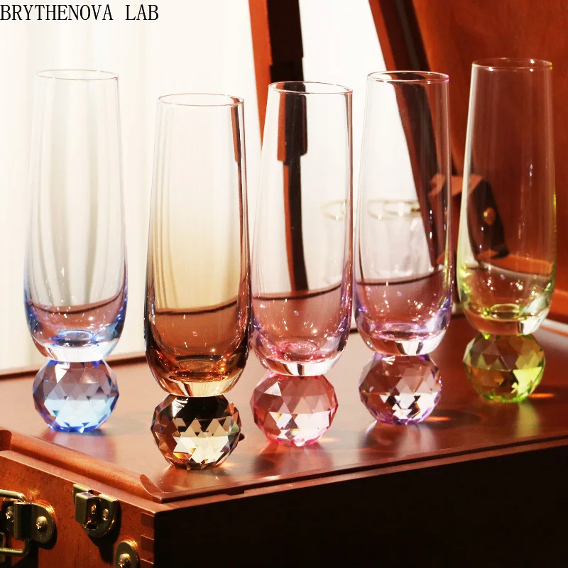 High value champagne glass gradual change Water Glass Crystal Colored Diamond Wine