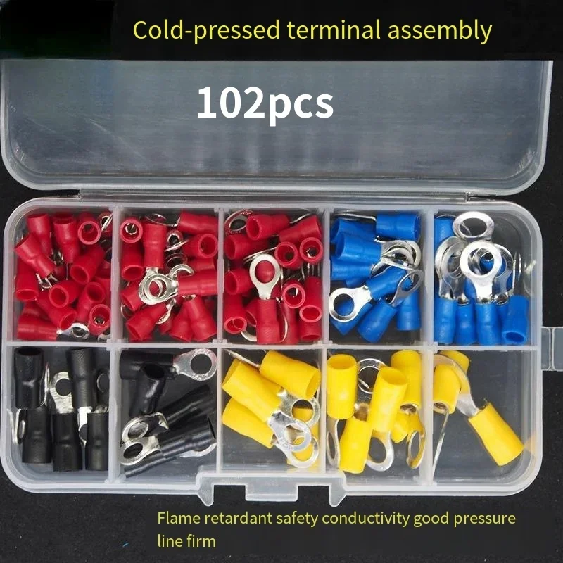 102/300 pcs wire connector kit male and female insulated terminals cold crimp terminals crimp terminals spade butt connector kit