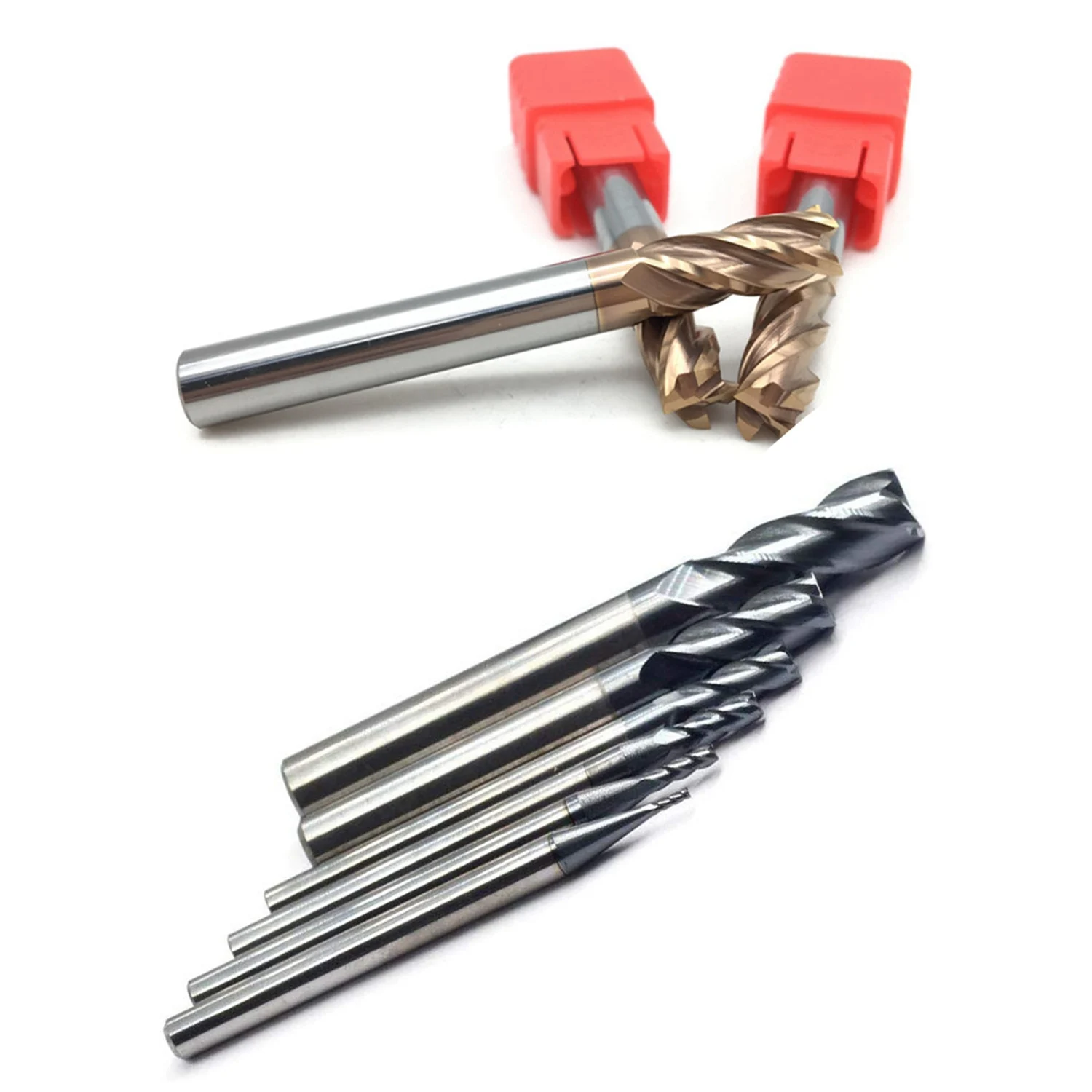 

KYCOR-11Pcs 4 Flute Carbide Endmills CNC Milling Cutter Milling Slotting Profiling Face Mill, 6 Pcs 45 Degree & 5Pcs 55 Degree