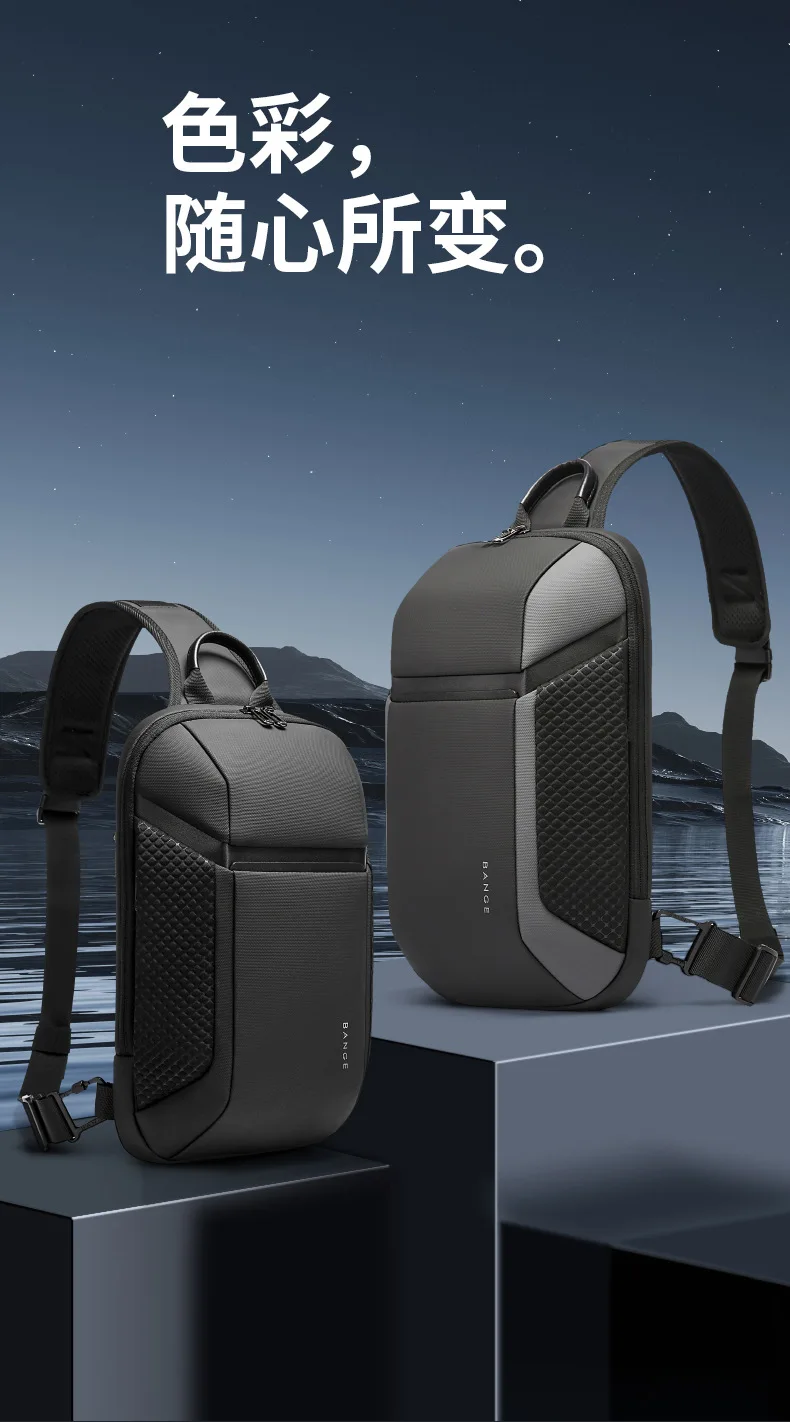 BANGE Multi Functional Anti-theft Shoulder Bags Men's Oxford Crossbody Bag Short Trip Messenger USB Charging Chest Bag Pack