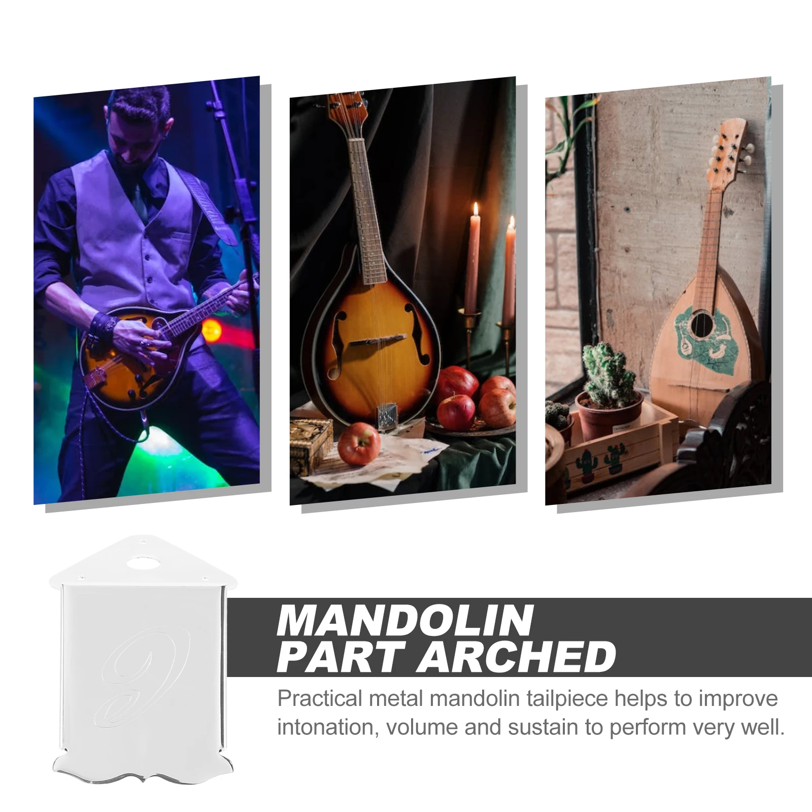 

Mandolin Pull Board Eight-string Tailpiece Decorative Musical Instrument Detachable Replacement Silver for Bridge