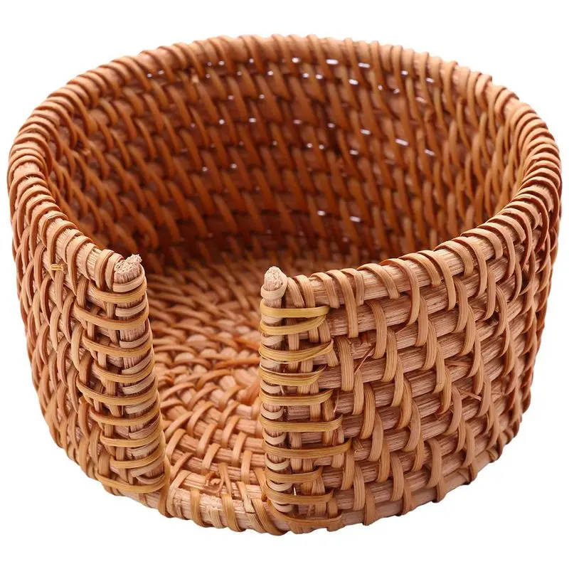 Retail 36Pcs/ Drink Coasters Set For Kungfu Tea Accessories Round Tableware Placemat Rattan Weave Cup Mat Pad Diameter 8Cm