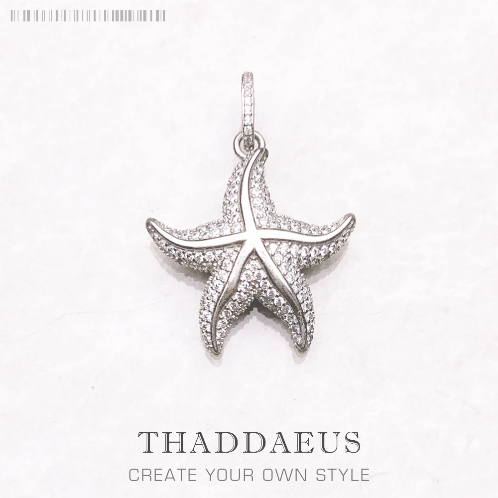

Pendant Sparkling Starfish Summer Brand New Fine Jewelry Trendy 925 Sterling Silver Accessories Ocean Spirit Gift For Women