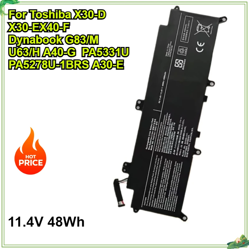 

NEW PA5278U-1BRS 11.4V 48Wh Laptop Battery for Toshiba Portege X30-D-11U X40 X30-D X30-D-123-D Batteries