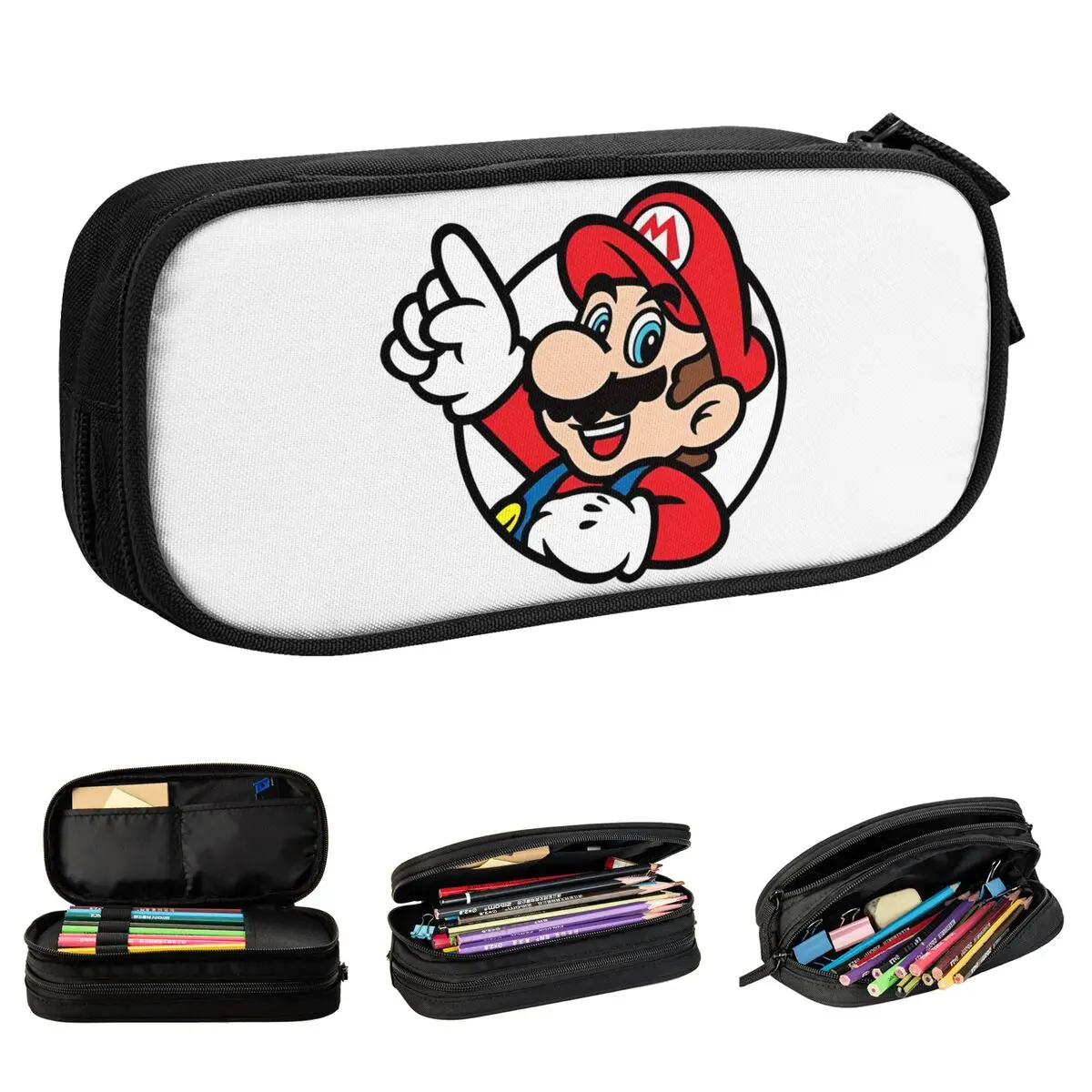 Marios Vintage Game Character Cartoon Pencil Case Fun Pen Bag Girl Boy Large Storage School Supplies Gift Pencilcases