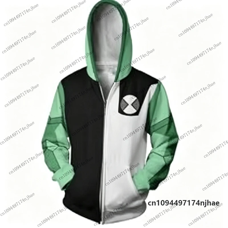 2026 Neue Anime Omnitrix Ben10 Cosplay 3D-Druck Reißverschluss-Hoodies für Herren, Langarm-Sweatshirt, lässiger Pullover, Oberteile für Kinder/Erwachsene – Detail 9
