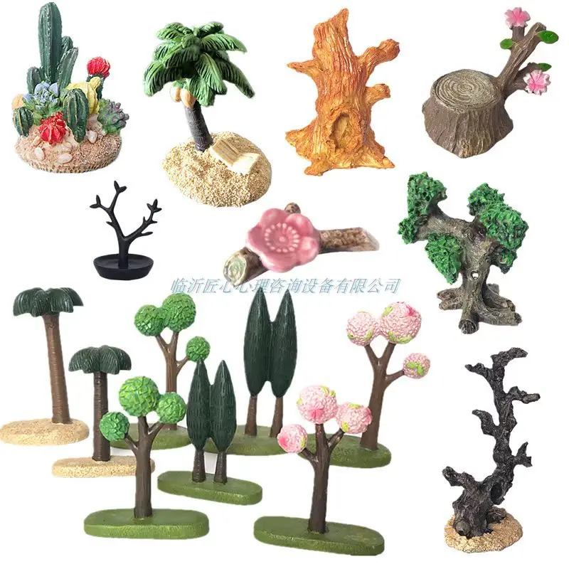 Psychological sand box therapy sandbox toy model plant landscape tree flower tree root dead wood succulent Christmas tree