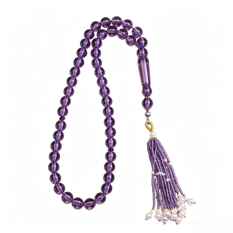 1pc Small Pearl Tassel Pendant, 45 Beads 10mm Muslim Prayer Beads, Islamic Tasbih Rosary for Daily Dhikr, Ramadan Gift, Unisex R