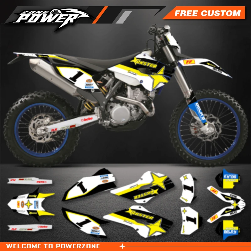 Powerzone Motorcycle Graphics Decals Sticker Kits for HUSABERG FE TE  2013 2014 Background Custom Number Name 2