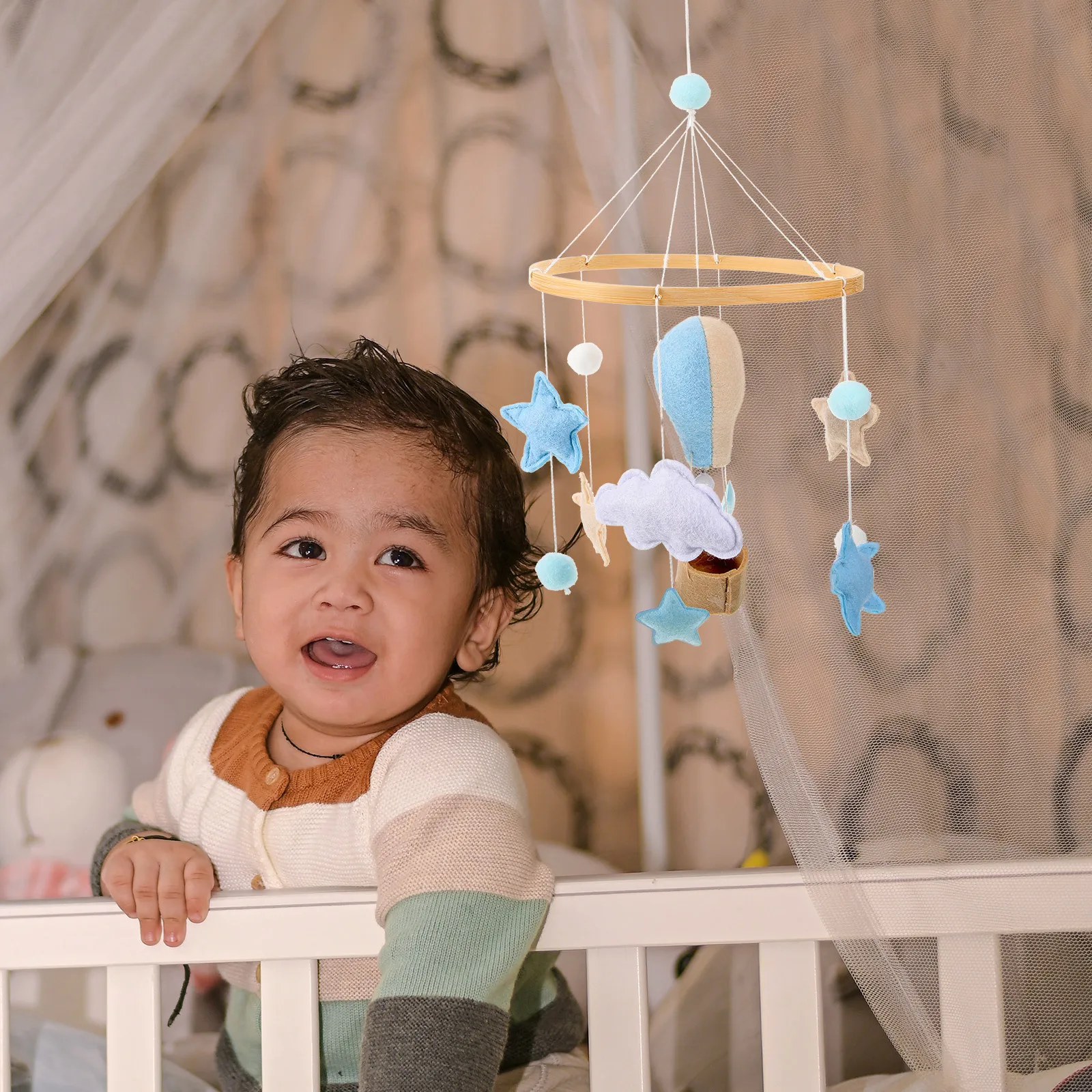 سرير المحمول ورأى الكرة دلاية شكل نجمة غرفة الحضانة معلقة الديكور سرير بيبي ديكور سرير المحمول شنقا الزينة