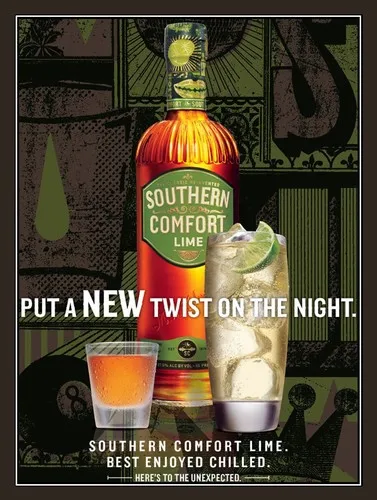 Placa/letrero metálico retro Southern Comfort Lime, para pub, bar, o la cueva del hombre.