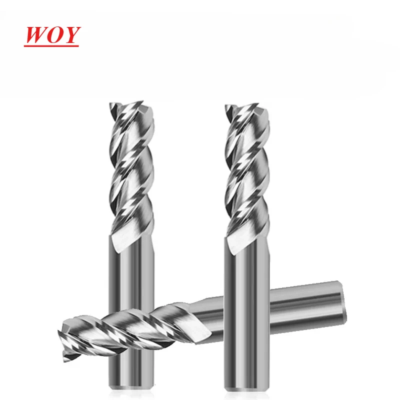 

WOY HRC55 3-Flute For Aluminum Endmills 1.0mm-12.0mm 11-Piece-Set Tungsten Steel Milling Cutter CNC Machining End