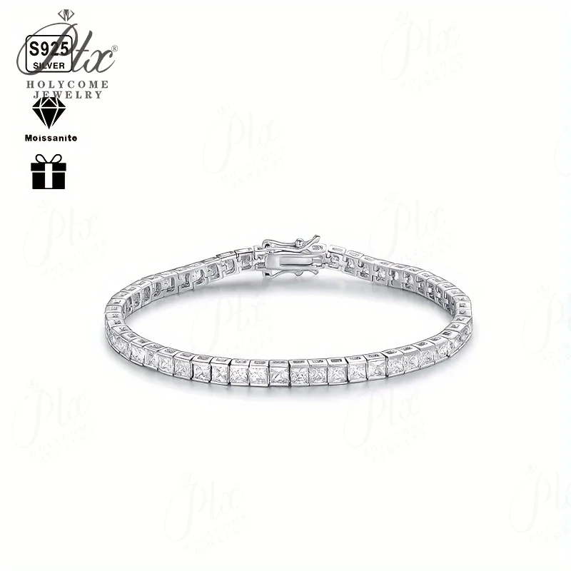

3x3mm Cube Bracelet High-Carbon Diamond 925 Sterling Silver Anniversary Gift 2025 New Unisex Top Quality Tennis Chain Charms