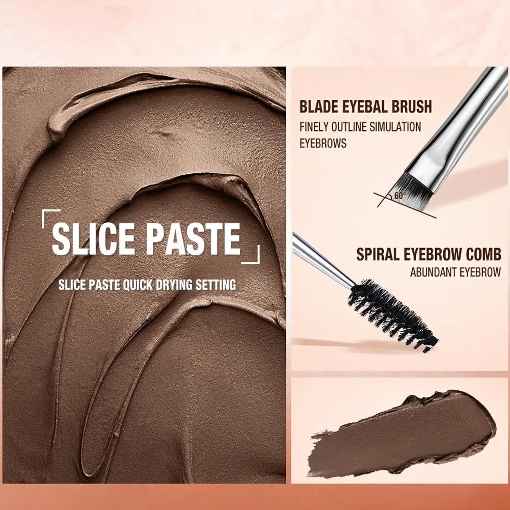 2-in-1 Eyebrow Pomade Brow Gel Wax Waterproof Long Lasting Creamy Texture Eye Brow Tint Enhancer Cosmetic Makeup