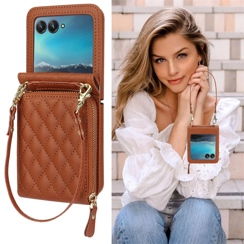 For Motorola Razr 50 Ultra Case Small Fragrance Crossbody Lanyard Skin Friendly Soft Leather Phone Bag Razr Plus 2024 Accessory