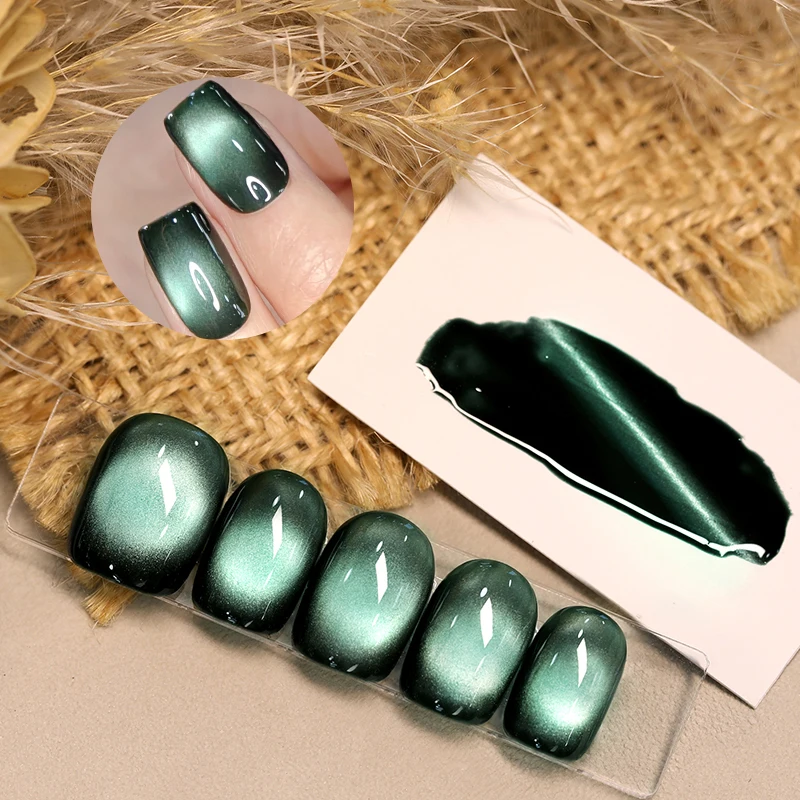 BORN PRETTY Grüner Katzenaugen-Magnet-Nagellack, UV-LED Semi-Permanent Gel-Lack, Langanhaltender Winter-Nagelkunst-Lack für Salon und DIY – Detail 2