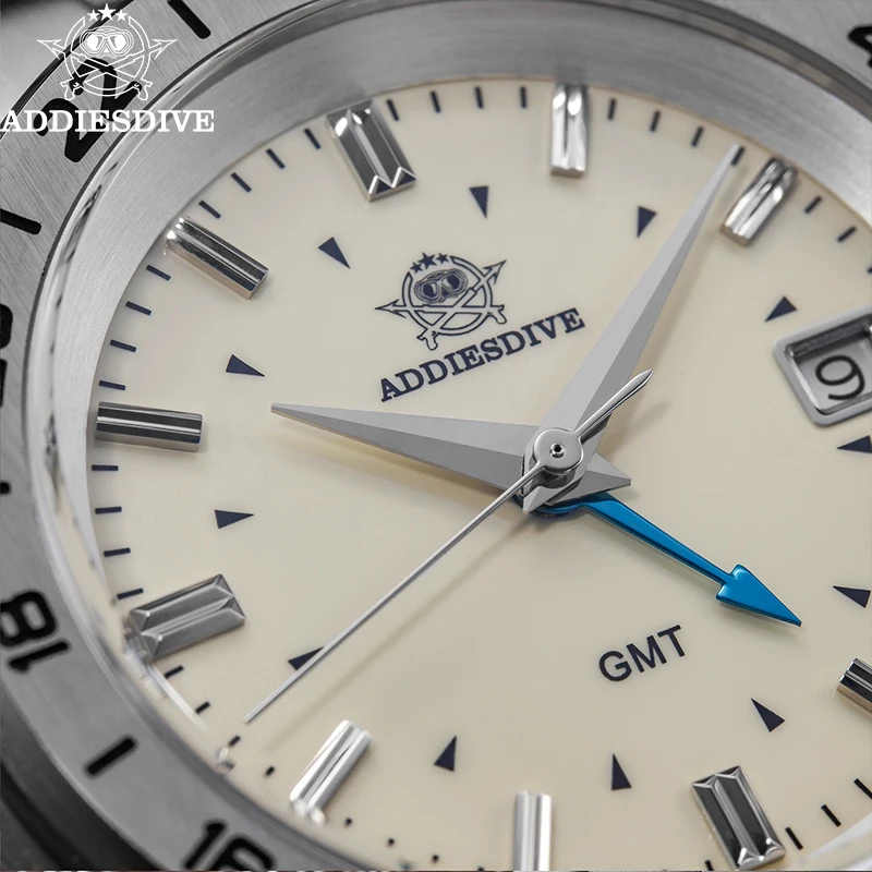 ADDIESDIVE AD2063 GMT Кварцевые часы Swiss franc 515-24H Сапфировое стекло relojes hombre 200 м Водонепроницаемые мужские часы из нержавеющей стали