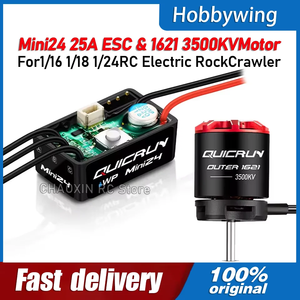 

HOBBYWING QuicRun WP Mini24 25A ESC Outer 1621 3500KV Motor Brushless Sensorless Combo for 1/18 1/24 RC Model Car Crawler