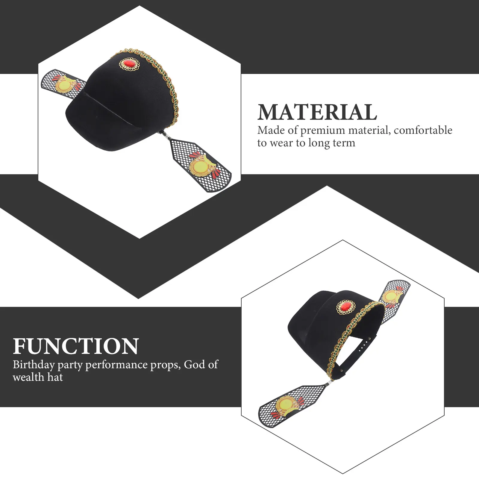 دعامة إله الثروة لحفلات الأداء المسرحي والقبعات الصينية