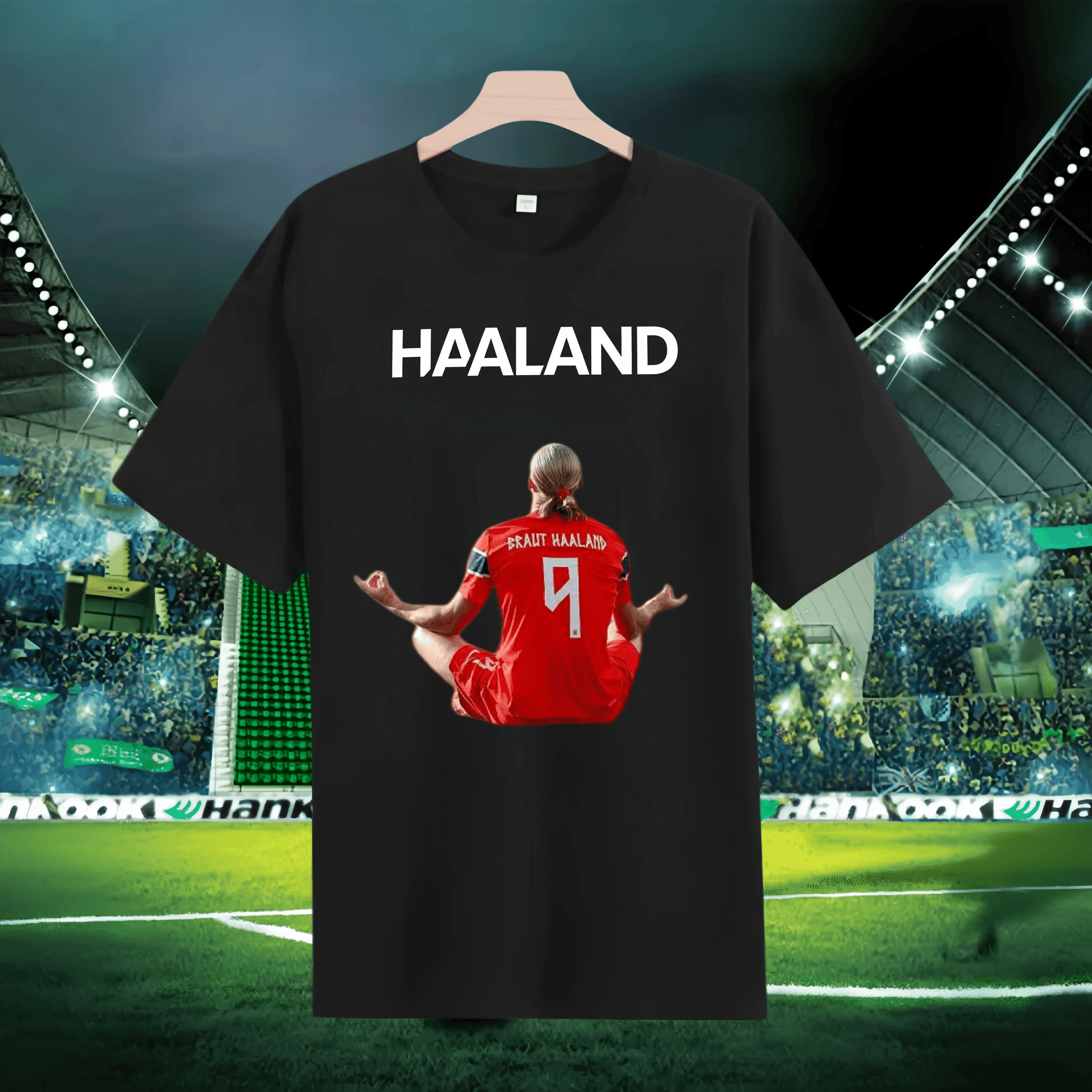 2026 Best Haaland Commemorative T-shirt Retro Fashion Printed Men's Top Family and Child Wear Black and White