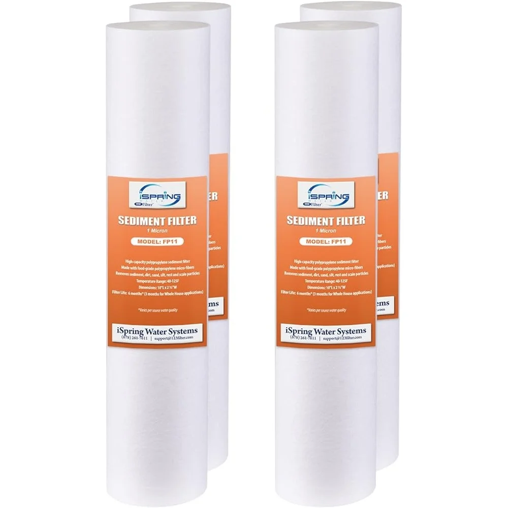 خراطيش تصفية المياه الرواسب العالمية 10 × 2.5 بوصة 1 ميكرون 4 عبوات نظام ترشيح متعدد الطبقات عالي التدفق للاستخدام المنزلي