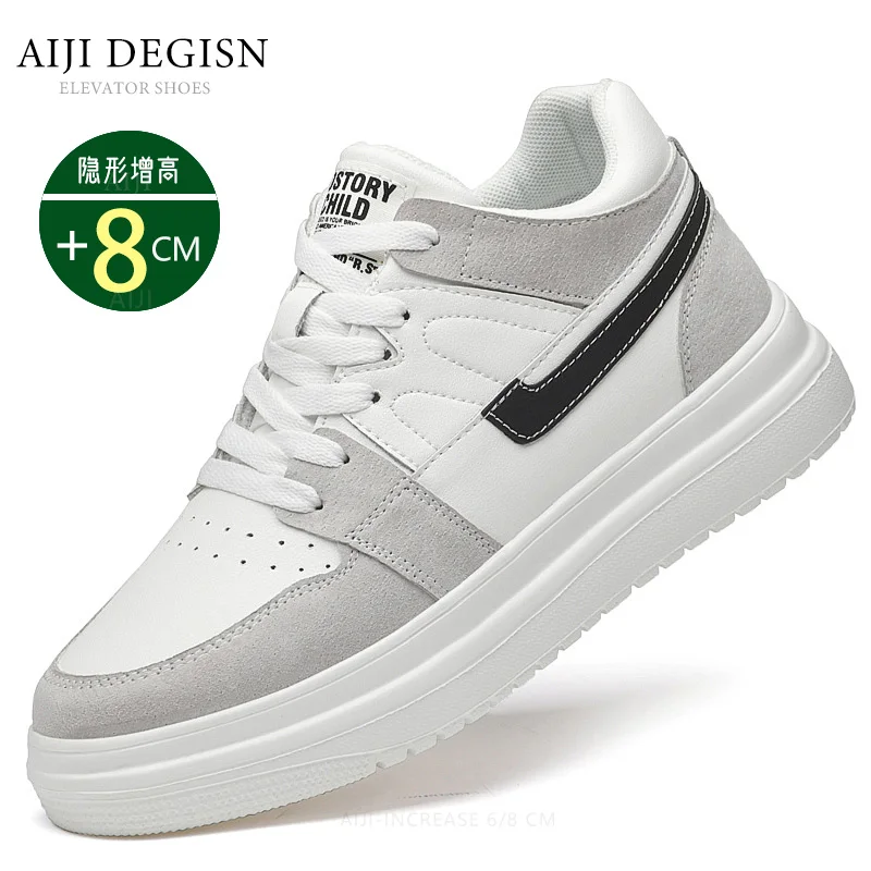 Mens elevator shoes heighten increase invisible 8cm 6cm height increasing sports sneakers elevate taller lift shoes luxury