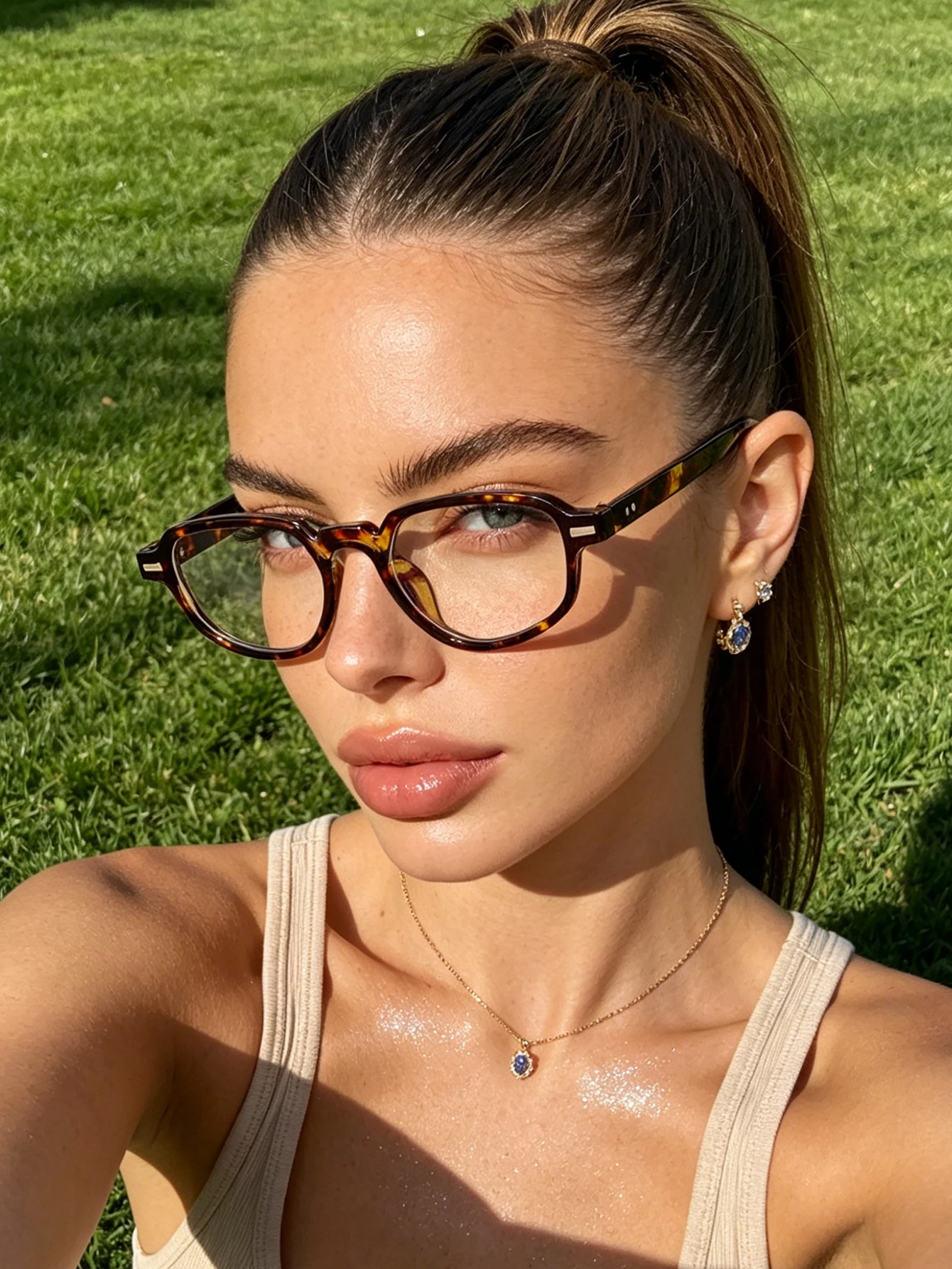 1pc literary retro style fashion glasses, light and transparent texture, all-match style, easy to create a sense of atmosphere