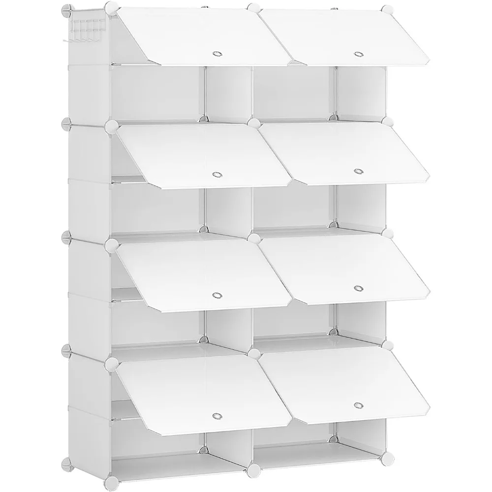 

Shoe Rack, Shoe Organizer with Doors, Plastic Panel Shoe Storage Cabinet for of Shoes, for Closet, Entryway, Hallway