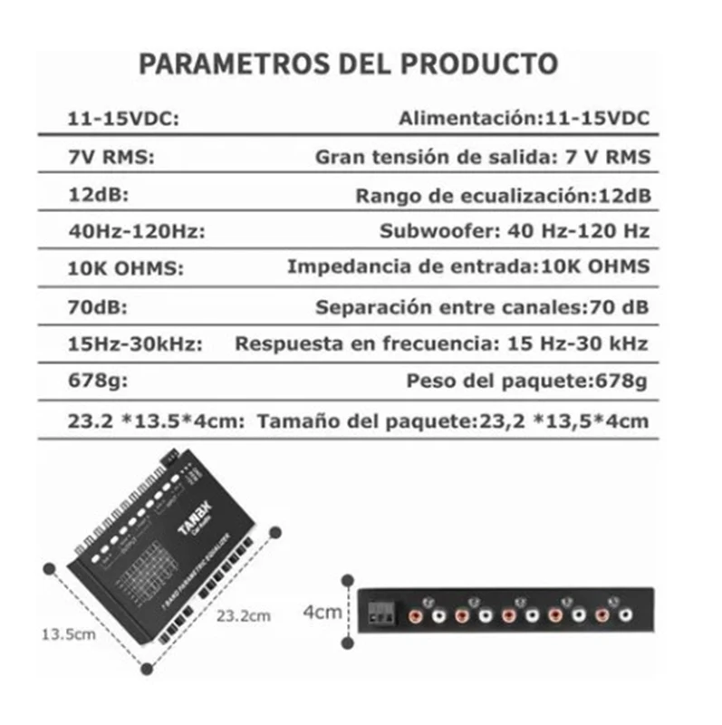 Equalizzatore a 7 bande con epicenter e controllo audio dei bassi