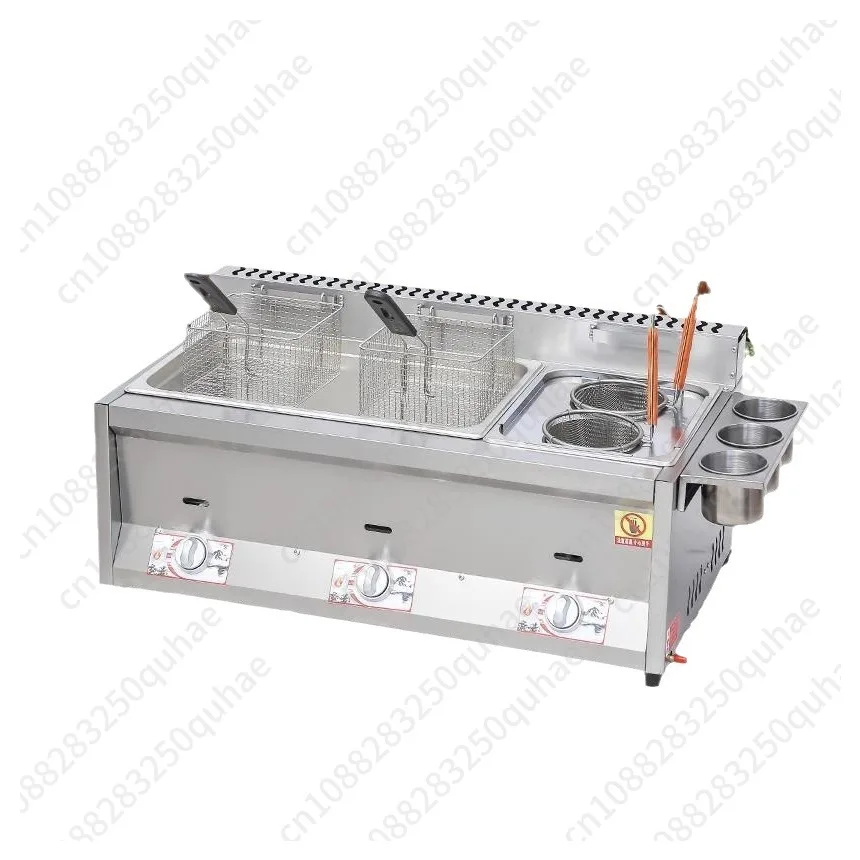 Freidora comercial a gas para puestos de comida, máquina de cocina Oden, freidora de patatas fritas, freidora de tofu picante, freidora de brochetas a gas
