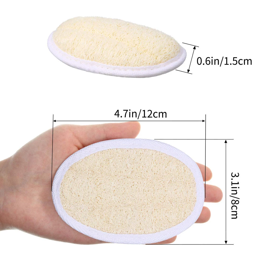 Exfoliating Loofah Sponge Pads Natural Luffa and Terry Cloth Premium Loofa Sponge Scrubber Body Skin for Men and Women Cleaning