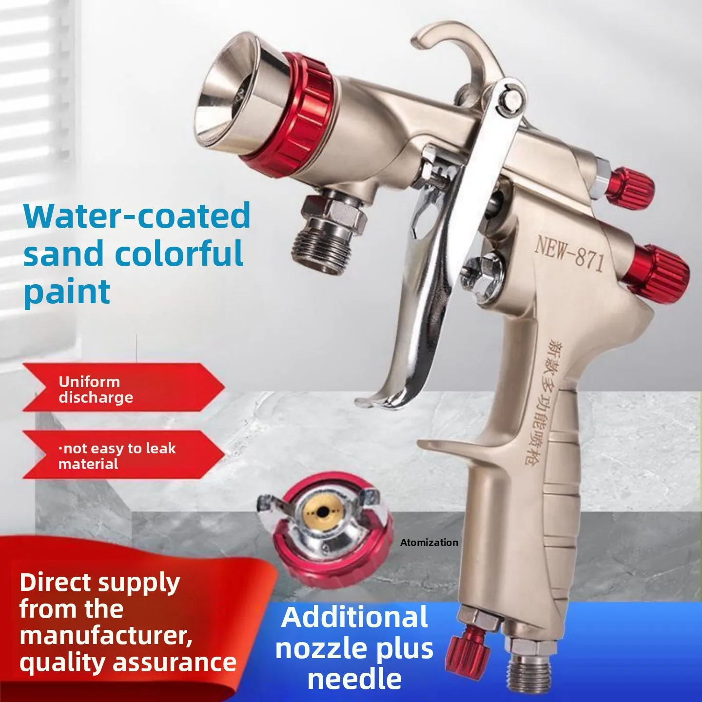 

Water-Packed Sand Colorful Paint Special Spray Gun Water-Packed Water Pressure Barrel Spray Gun Paint Latex Paint Pressure Tank Spray Gun