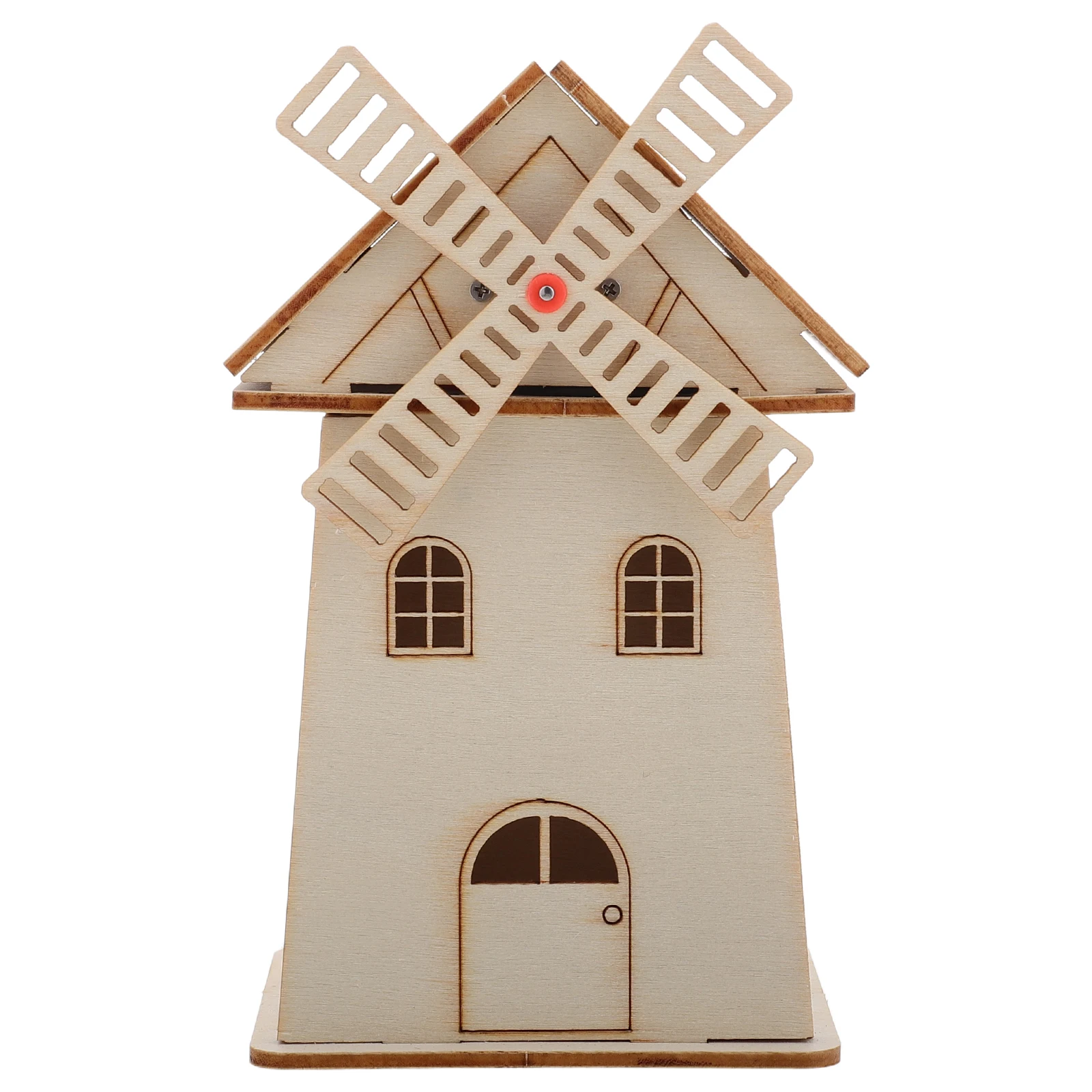 

Wooden Windmill House Model Paintable Solar Powered DIY Craft Kit Unfinished Toy Vintage Decor Science Experiment Kids Gift