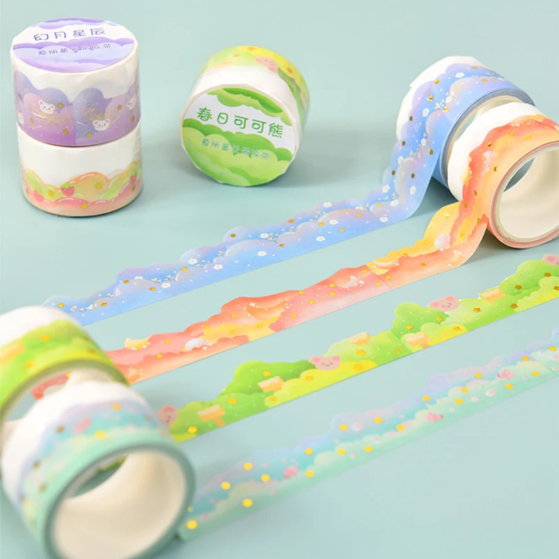 Washi Tape Dream Gradient Cloud Bronzing Film Handbook Sticker Stationery DIY Adhesive Tapes Journal Planner Decoration Gift