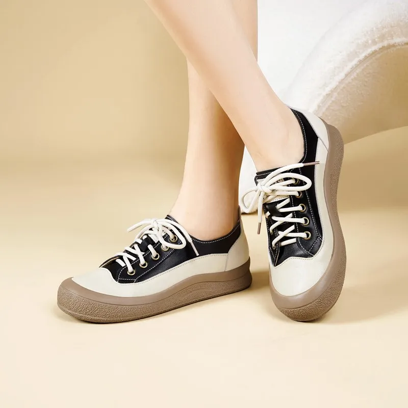 

DIMANYU Genuine Leather Women's Sneakers 2026 New Spring Casual Shoes Women's Flat Travel Sneakers Shoes Women