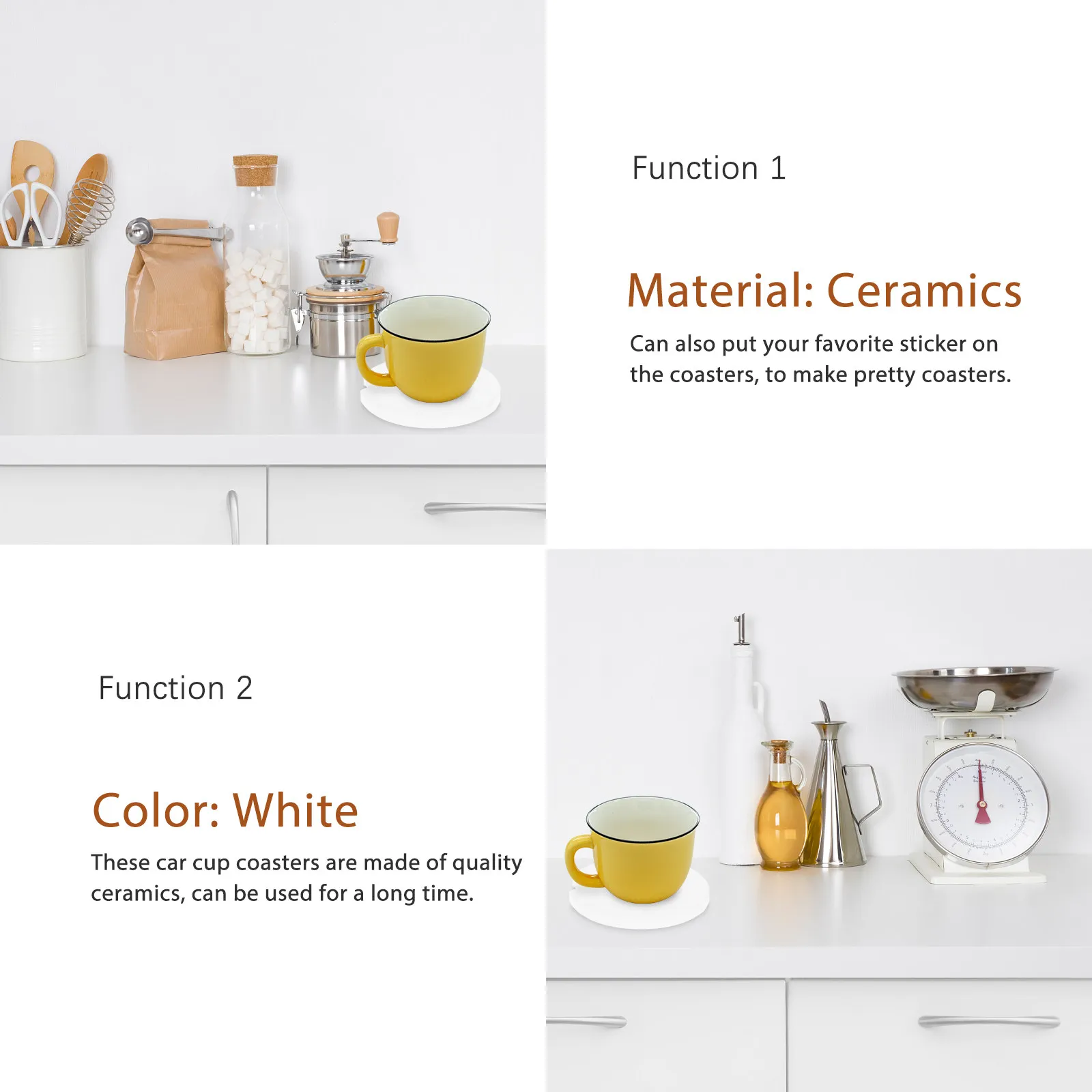 

Набор из 6 гладких керамических подставок для автомобильных стаканов с настраиваемыми наклейками, долговечные, простые в использовании для автомобилей, грузовиков, лодок, внедорожников