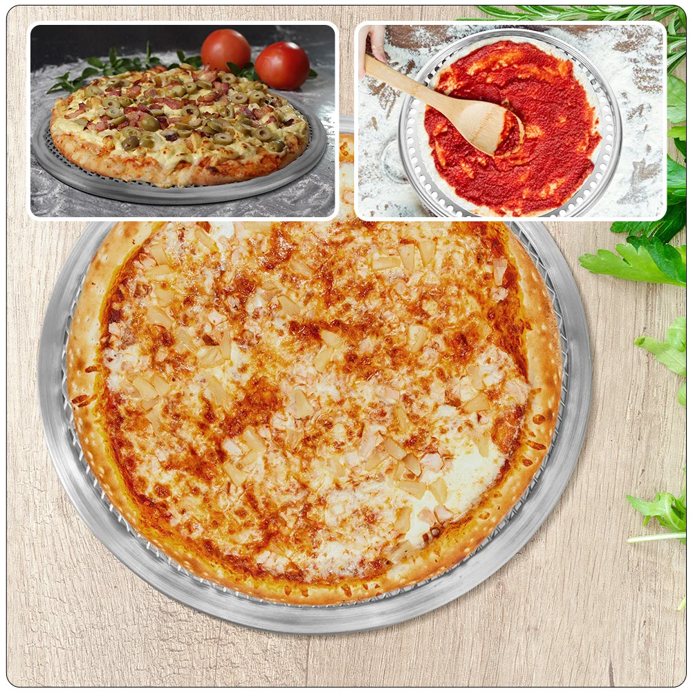 

Aluminum Alloy Pizza Pan Multi-Function Baking Tray Round Shaped Wear-Resistant Easy Demolding Energy Saving High Gloss Thermal