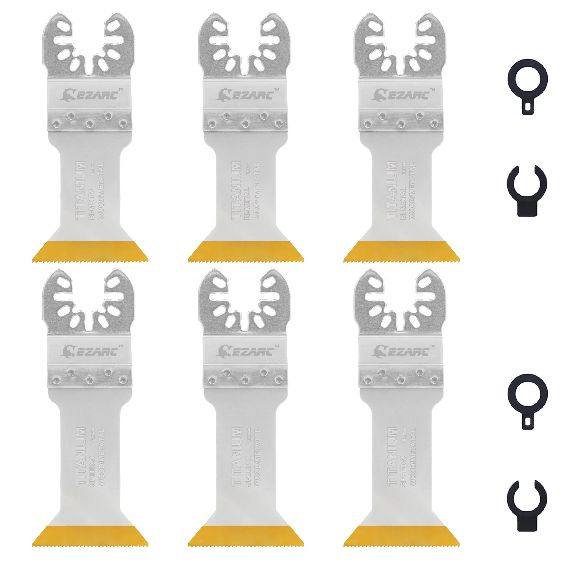 EZARC 6PC All-Purpose Oscillating Multitool Blades Titanium Coated Bi-metal Saw Blades - 3PC Standard 50mm & 3PC Long 70mm