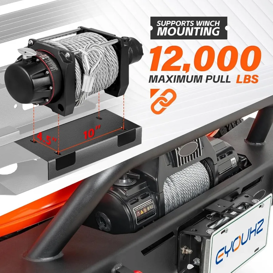 المصد الأمامي لموديلات Wrangler JK JKU JL JLU Gladiator JT 2007-2026 مع لوحة ونش LED أضواء شريط الثور وحلقات D المتوافقة #4