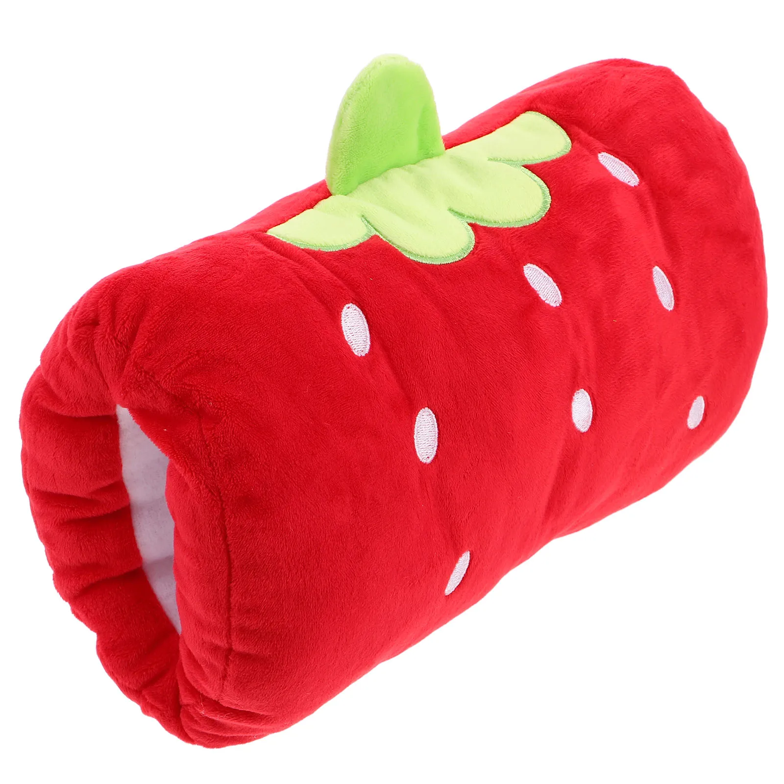 Simpatico cuscino a forma di fragola farcito scaldamani morbido e confortevole cuscino da viaggio per auto per bambini adulti portatile multifunzionale