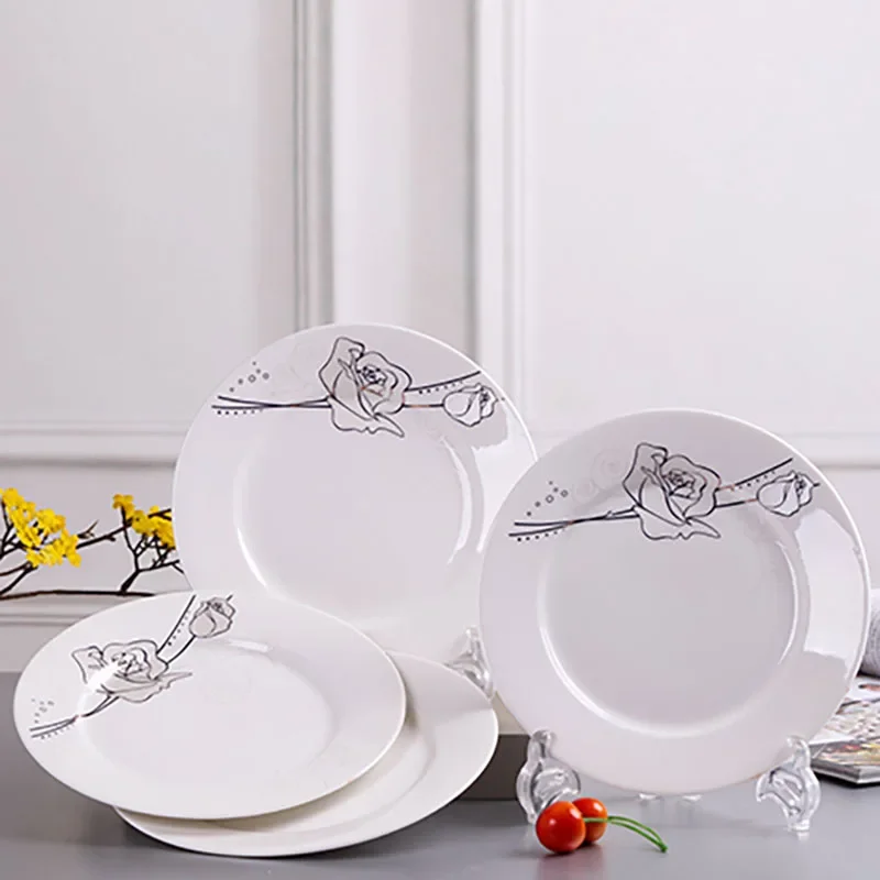 طبق عشاء على الطراز الأوروبي بورسلين ذهبي اللون أكل طبق عشاء عصري غربي عتيق أدوات المطبخ فيسيل #3