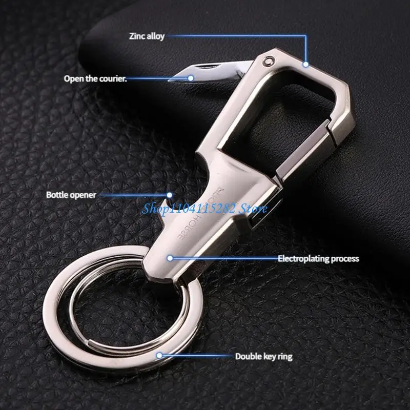 

Multifunctional Keychain Pendant Alloy Waist Hanging Chain Christmas Gift Anti Lost Rings with Bottle Opener