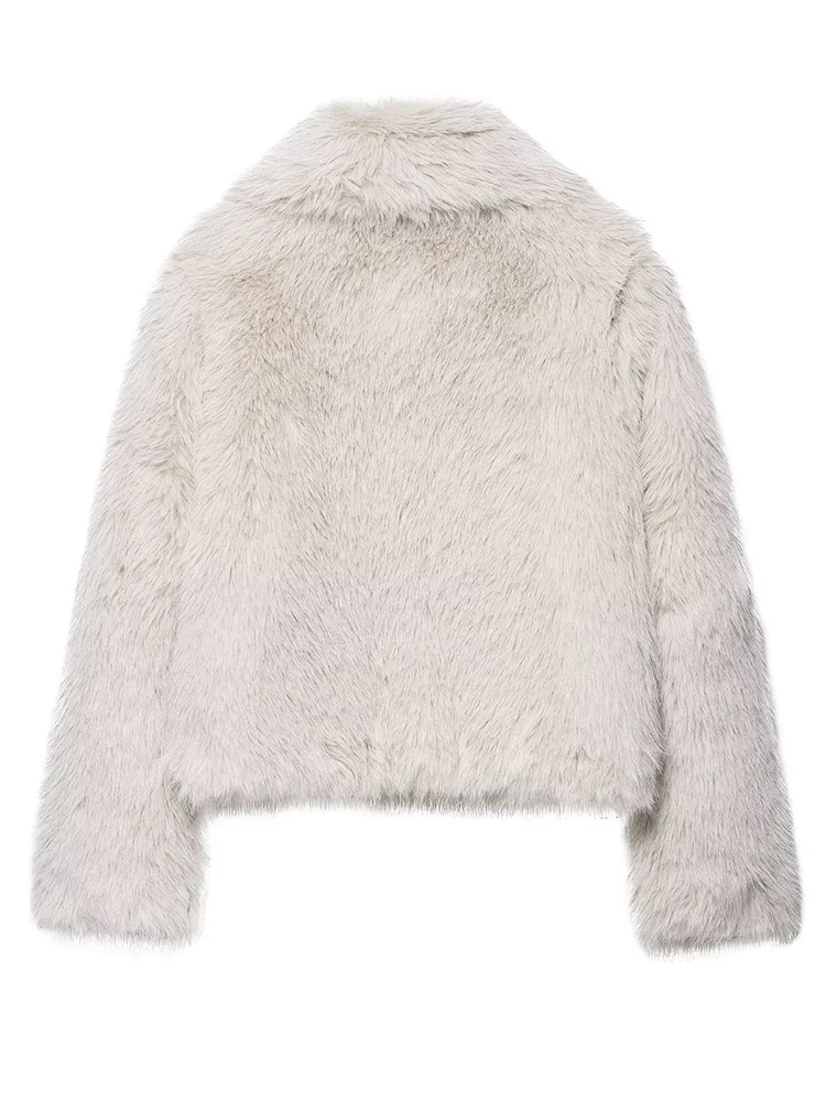 

Женская куртка из искусственного меха, пальто, зима 2023, новая мода, однотонное солнечное пальто с длинными рукавами, женская шикарная верхняя одежда с лацканами для отдыха