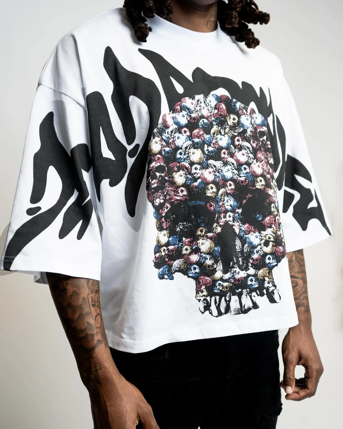 

Hip Hop Personality Skulls Graphic Printed Summer Oversizeds T-shirts Gothic Daily Tops for Men Streetwear Short-Sleeves