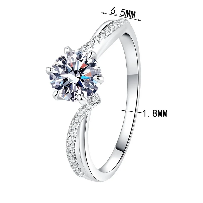 Apaison Delicate 1 Carat Moissanite Women Ring - Bride Wedding Engagement Anniversary 925 Sterling Silver Jewelry Gift