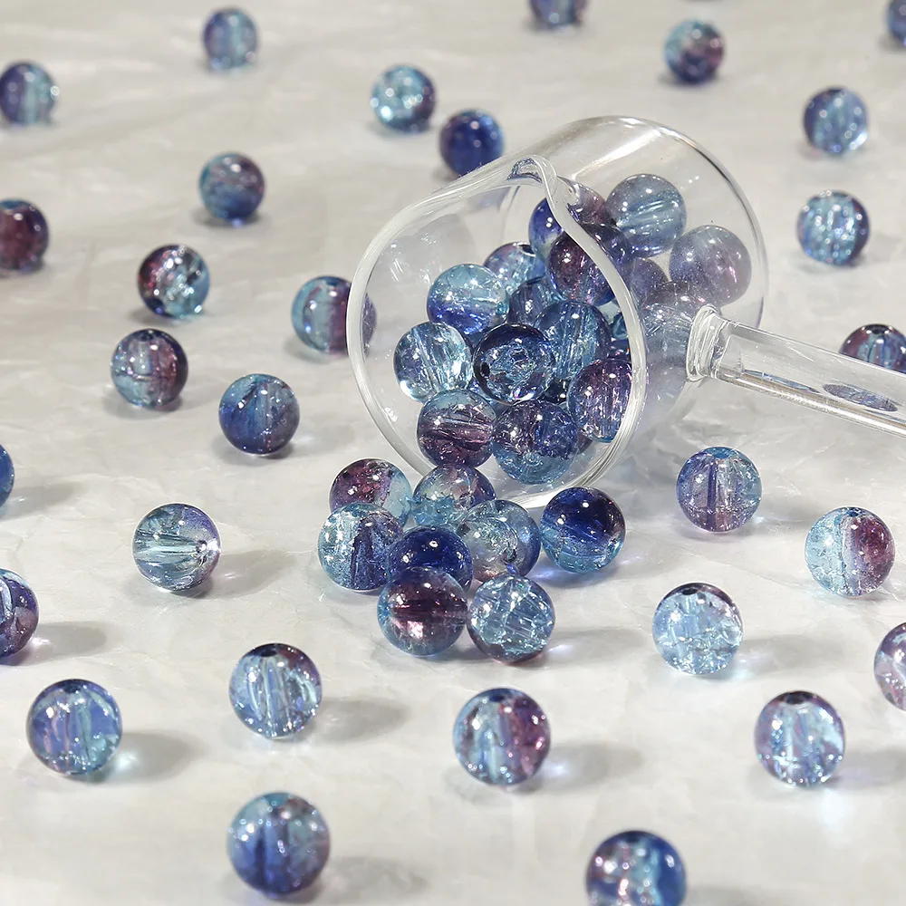 10mm glass ice cracked flower beads, handmade DIY bracelet bead jewelry material, diverse and fresh colors 50 , 200 , 400 pieces
