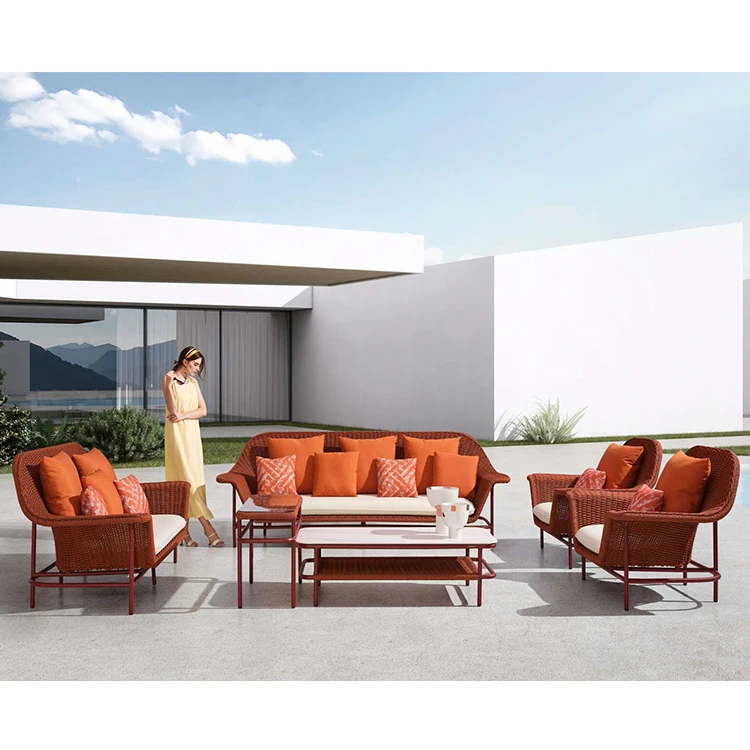 # Orange Patio Outdoor Leisure Rope Weaving Sofa All-weather Villa Courtyard Hotel Garden Sofa
