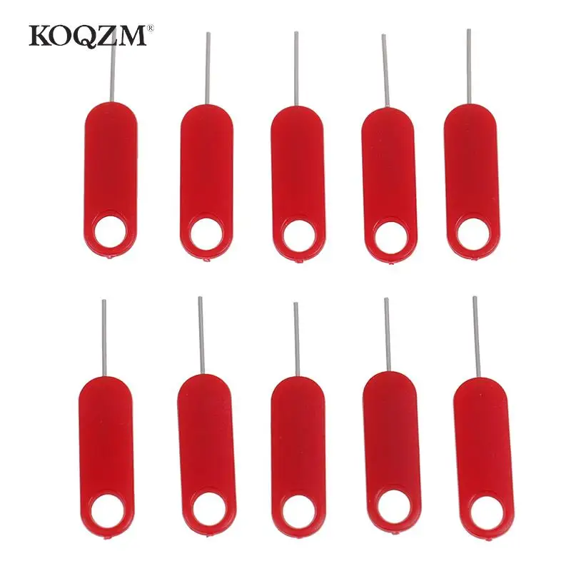 Agulha de aço inoxidável para telefone inteligente, cartão SIM vermelho, remoção de bandeja, ejetar pino, ferramenta chave, 10pcs